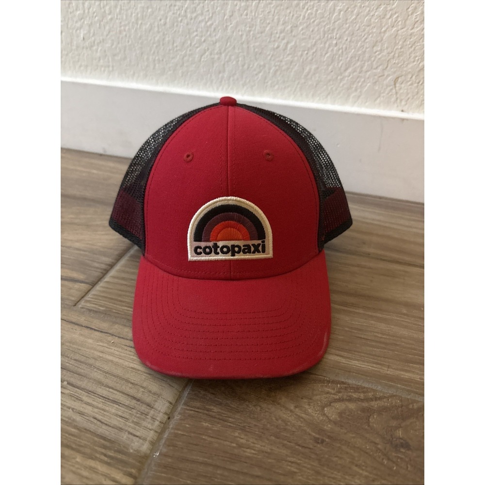 Cotopaxi Trucker Hat‎ Cap Adult Red Snapback Logo Spellout Mesh Back See Notes